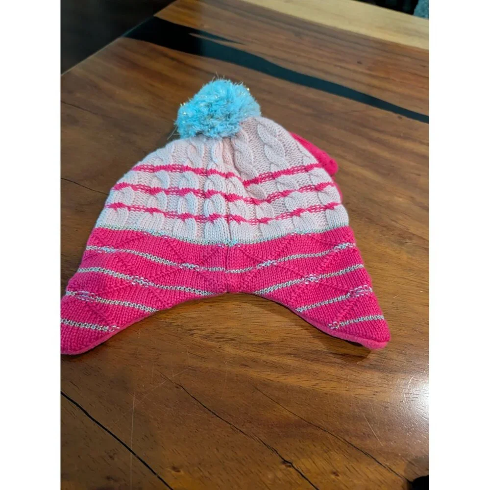 Paw Patrol Kids Pink  Winter Hat & Mittens Set With Pom Pom